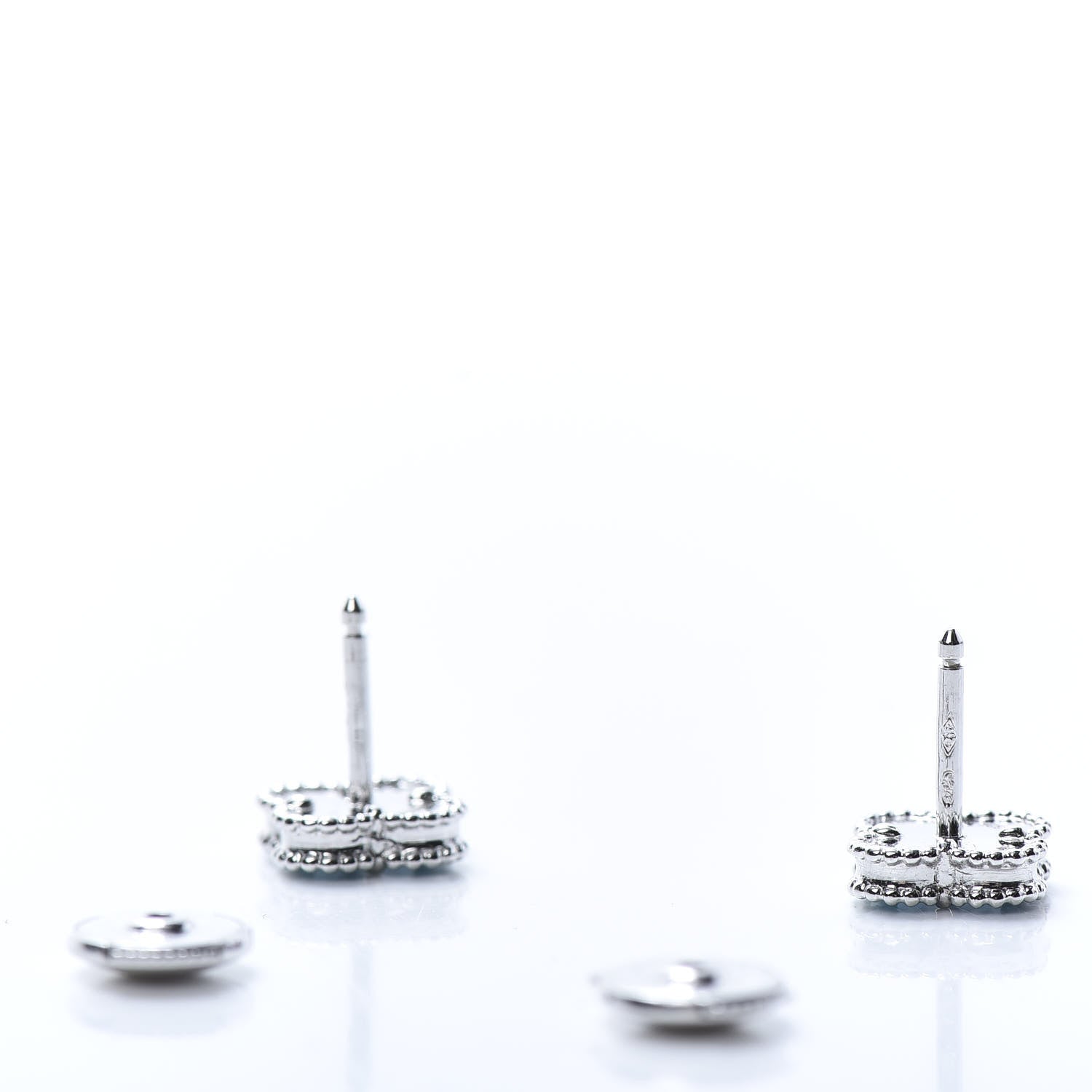 Van Cleef & Arpels 18K White Gold Turquoise Sweet Alhambra Earrings 3 of 6