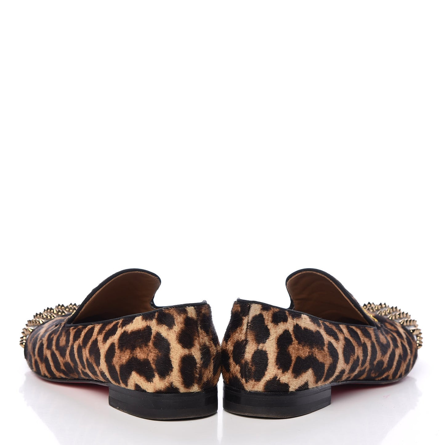 Pony Hair Print Spikes Mens Intern Flat Loafers 40.5 Leopard Black