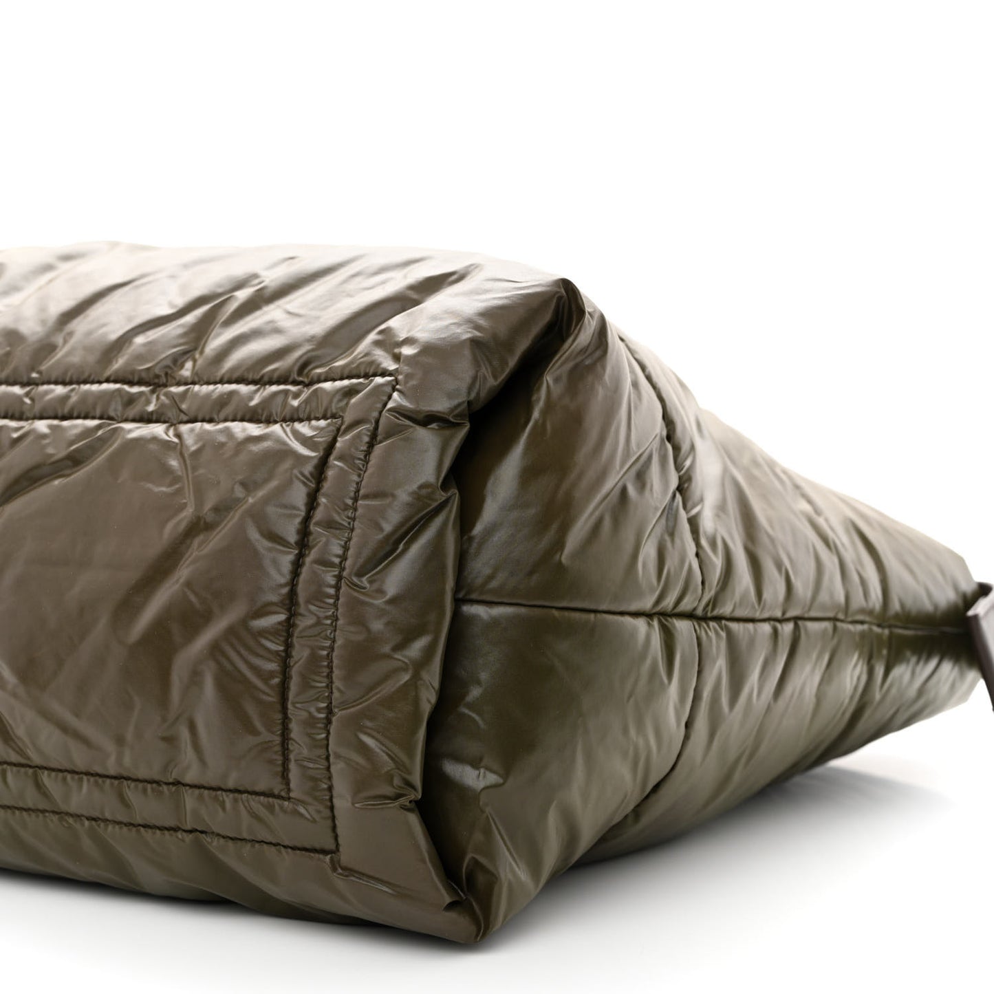 Nylon Quilted Medium Coco Cocoon Reversible Tote Khaki
