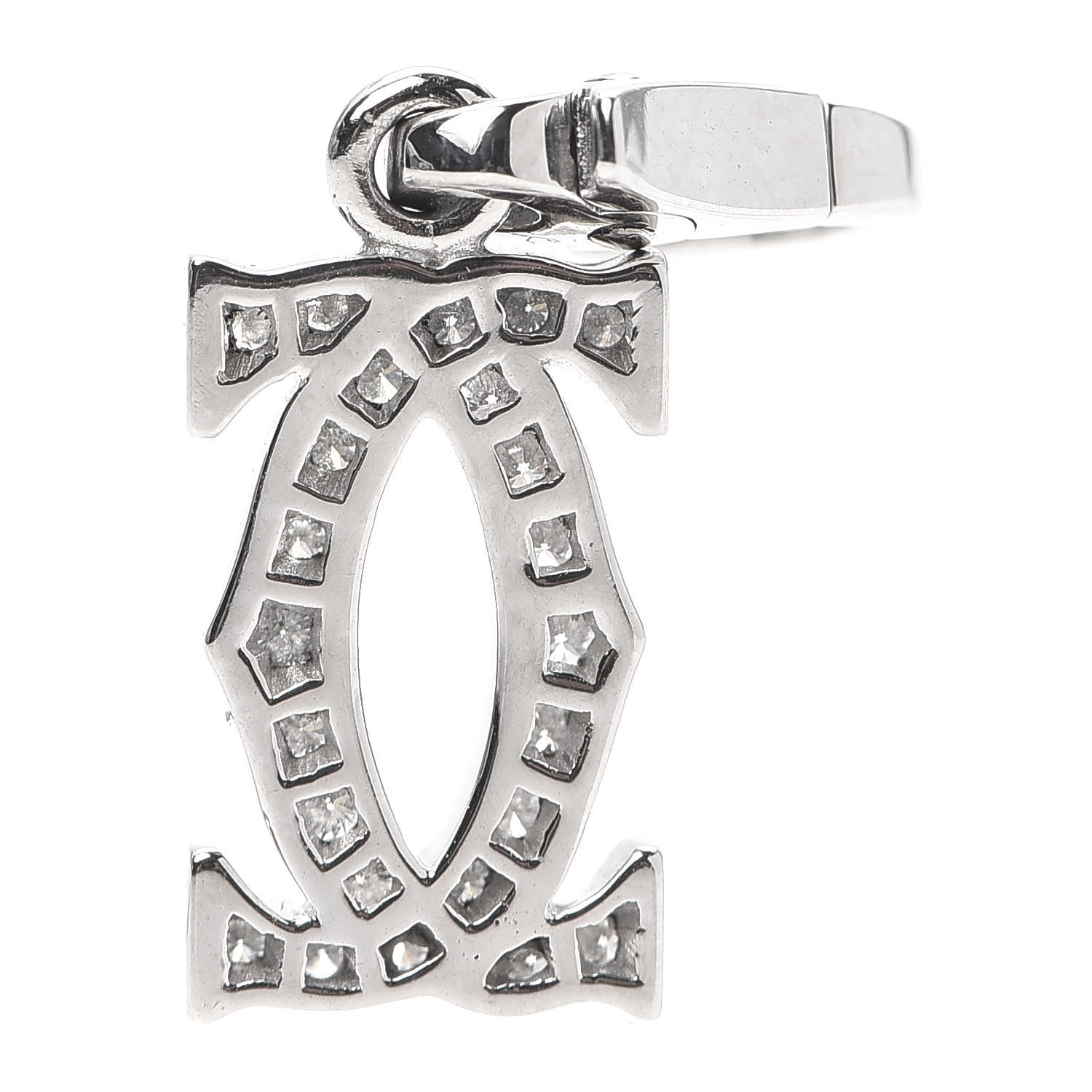 Cartier 18K White Gold Diamond Logo Charm 3 of 5