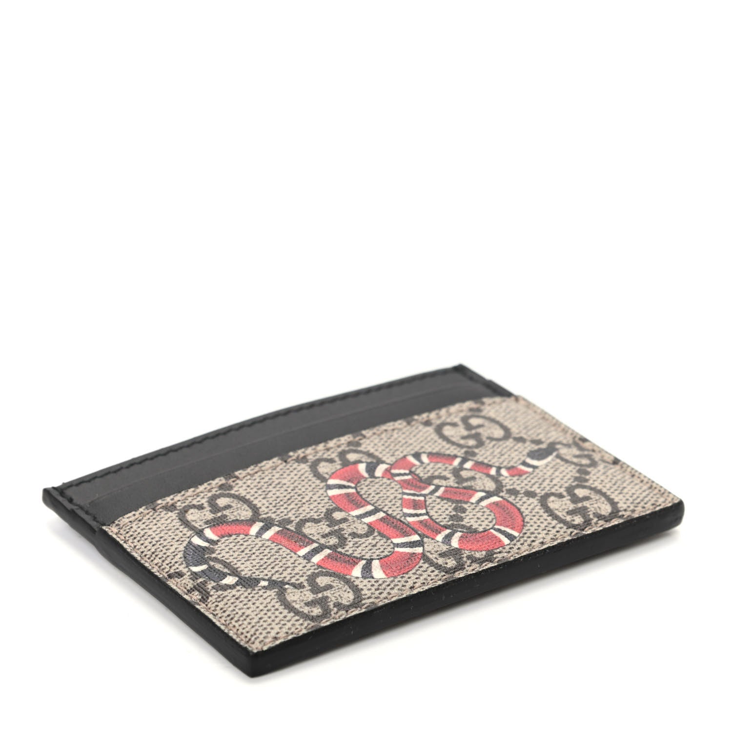 Gucci GG Supreme Monogram Kingsnake Card Holder Beige Black 4 of 7