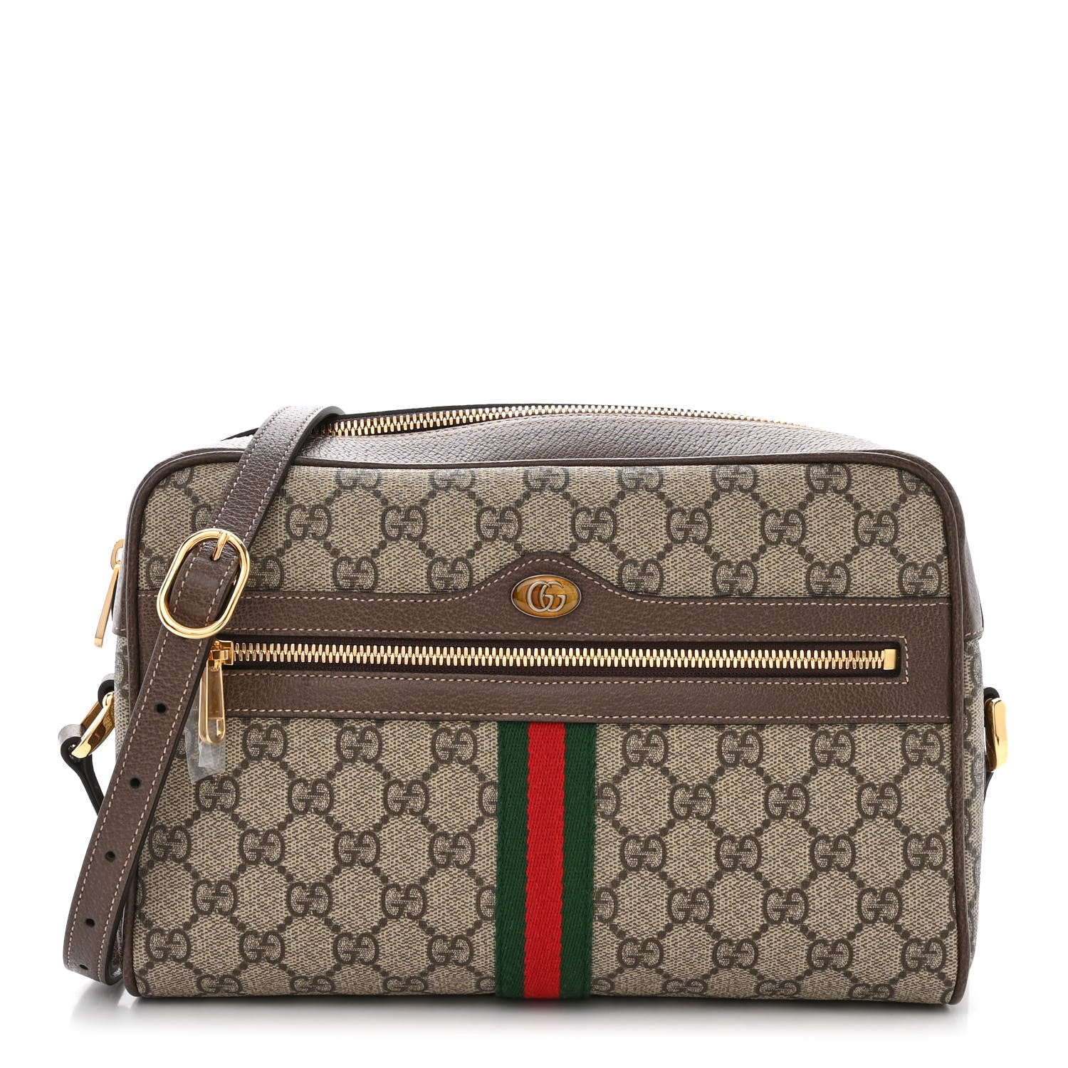 Gucci GG Supreme Monogram Web Small Ophidia Shoulder Bag Brown 1 of 10