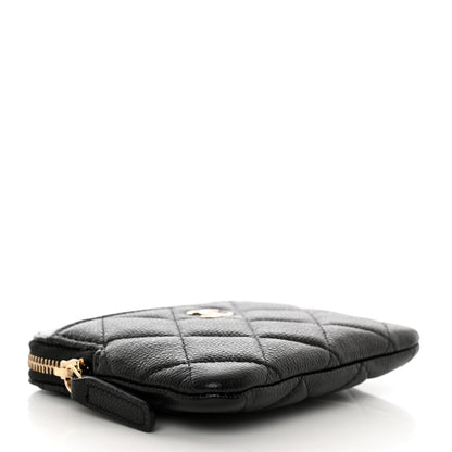 Chanel Caviar Quilted Zip Card Holder Wallet Black 3 of 7