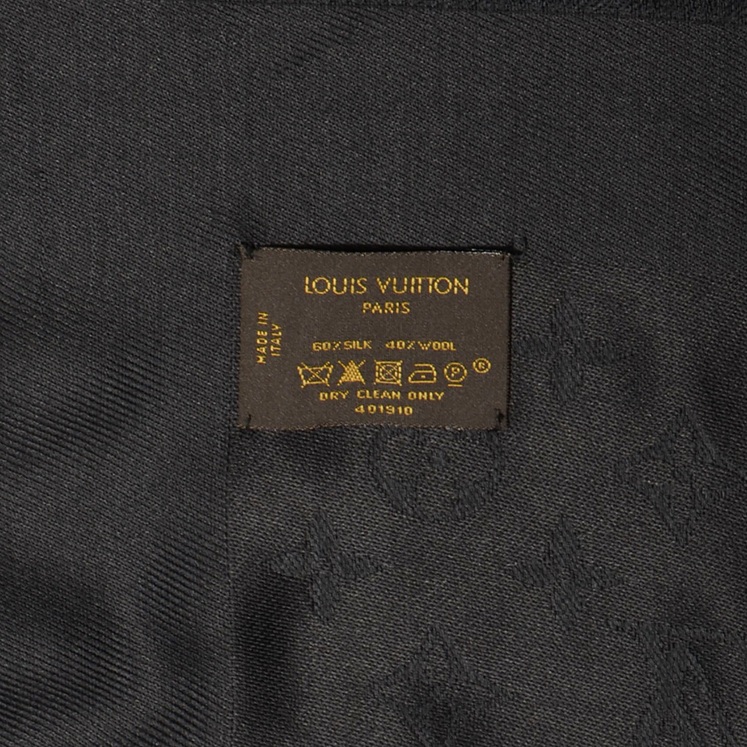 Louis Vuitton Silk Wool Monogram Shawl Black 5 of 5