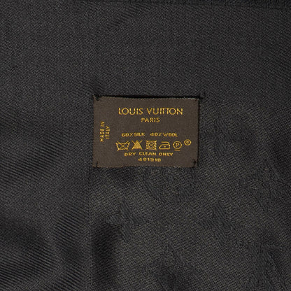 Louis Vuitton Silk Wool Monogram Shawl Black 5 of 5