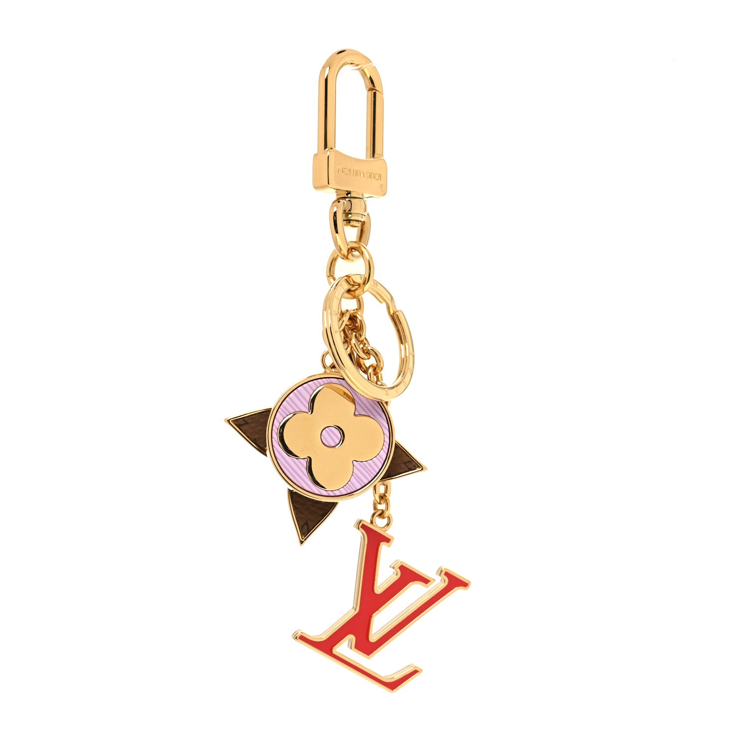 Louis Vuitton Metal Reverse Monogram Epi Spring Street Bag Charm Key Holder Gold 1 of 5