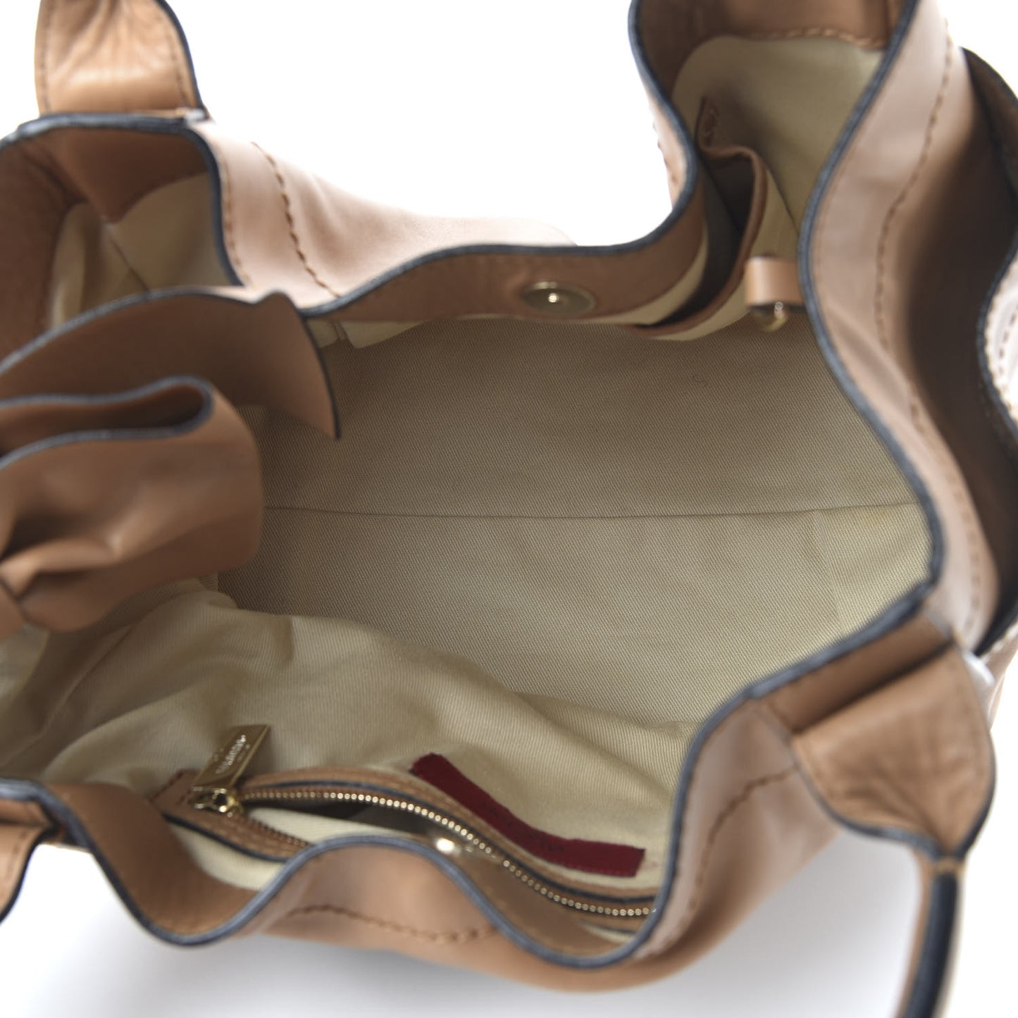 Nappa Double Pocket Bow Tote Camel