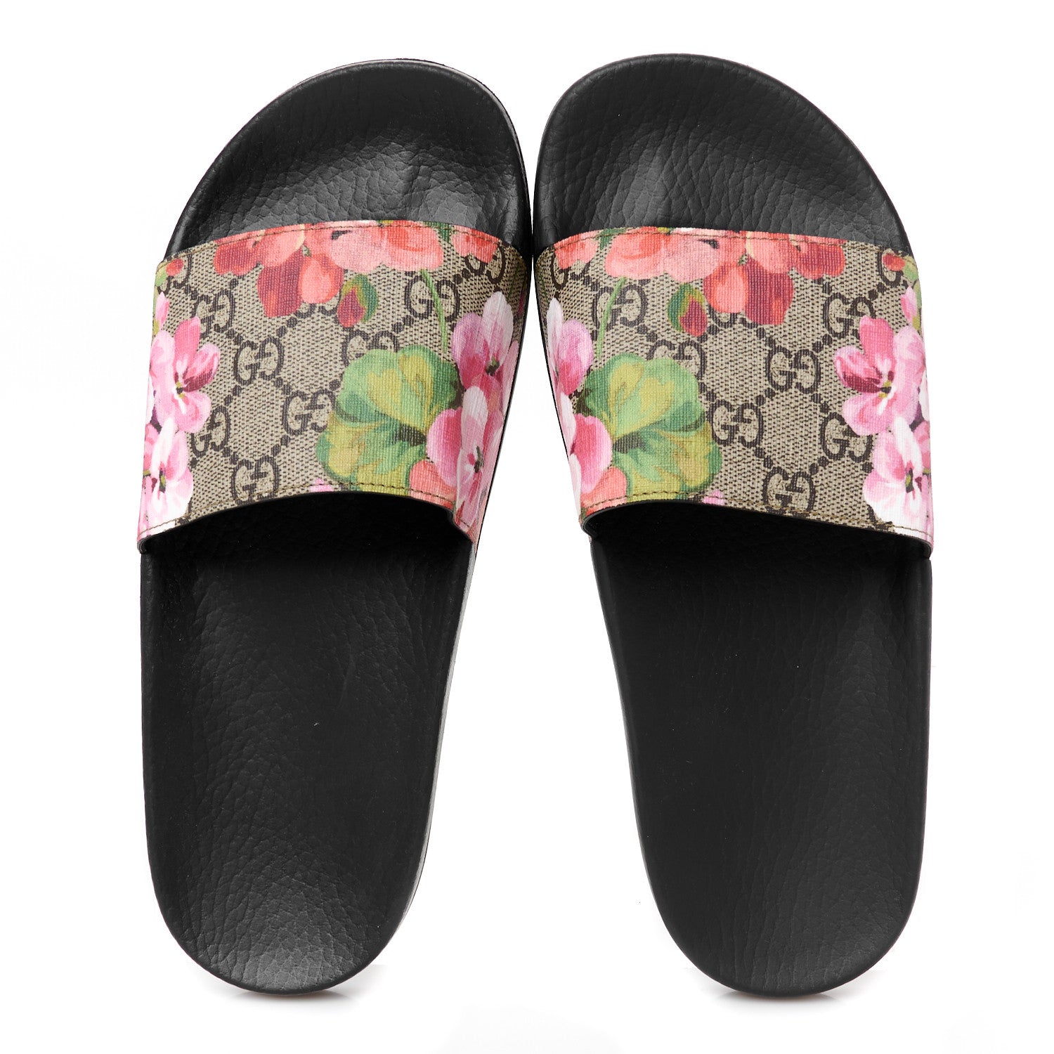 Gucci GG Supreme Monogram Blooms Slide Sandals 38 Beige Multicolor 2 of 9
