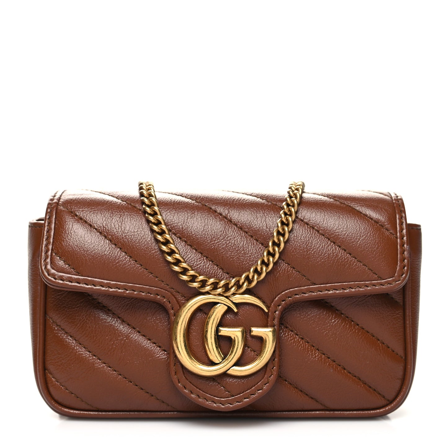 Azalea Calfskin Matelasse Diagonal Super Mini GG Marmont Shoulder Bag Cuir