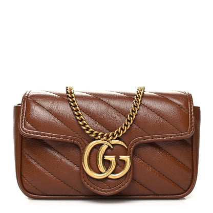 Gucci Azalea Calfskin Matelasse Diagonal Super Mini GG Marmont Shoulder Bag Cuir 1 of 11
