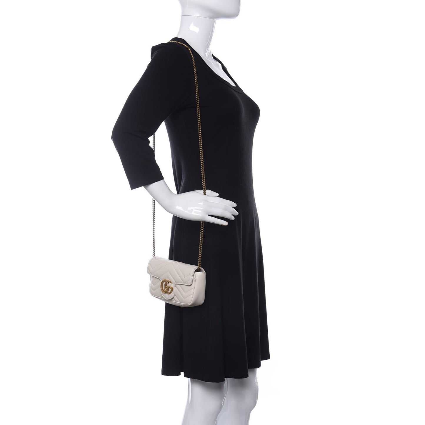 Calfskin Matelasse Super Mini GG Marmont Shoulder Bag White