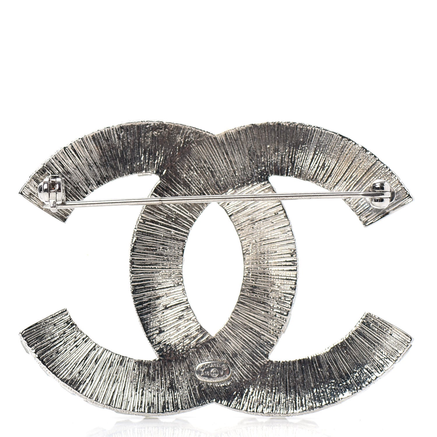Chanel Baguette Crystal CC Brooch Silver 3 of 4
