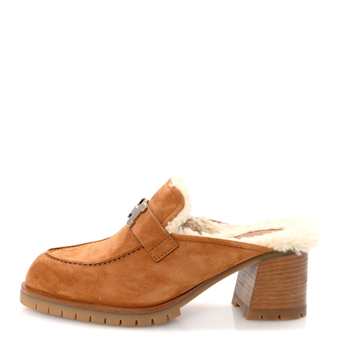 Suede Goatskin Woolskin Flore 60 Mules 38.5 Brun Amourette Ecru