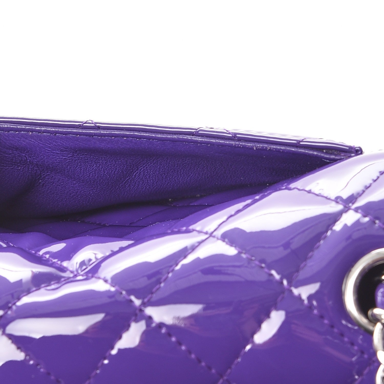 Chanel Patent Quilted Mini Rectangular Flap Purple 8 of 8