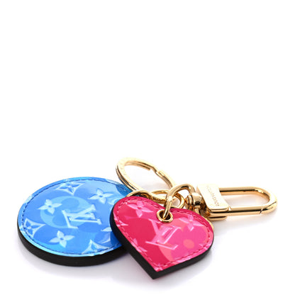 Louis Vuitton Vernis Valentine Heart Bag Charm Key Ring Fuchsia Light Blue 3 of 4