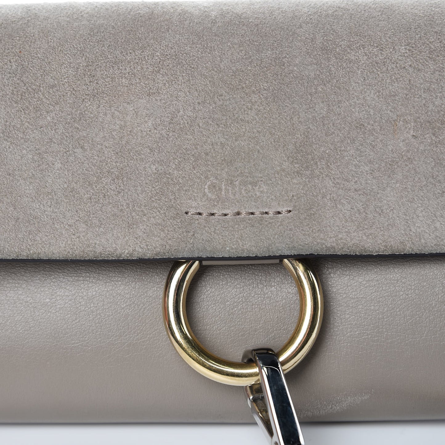 Suede Calfskin Mini Faye Shoulder Bag Motty Grey