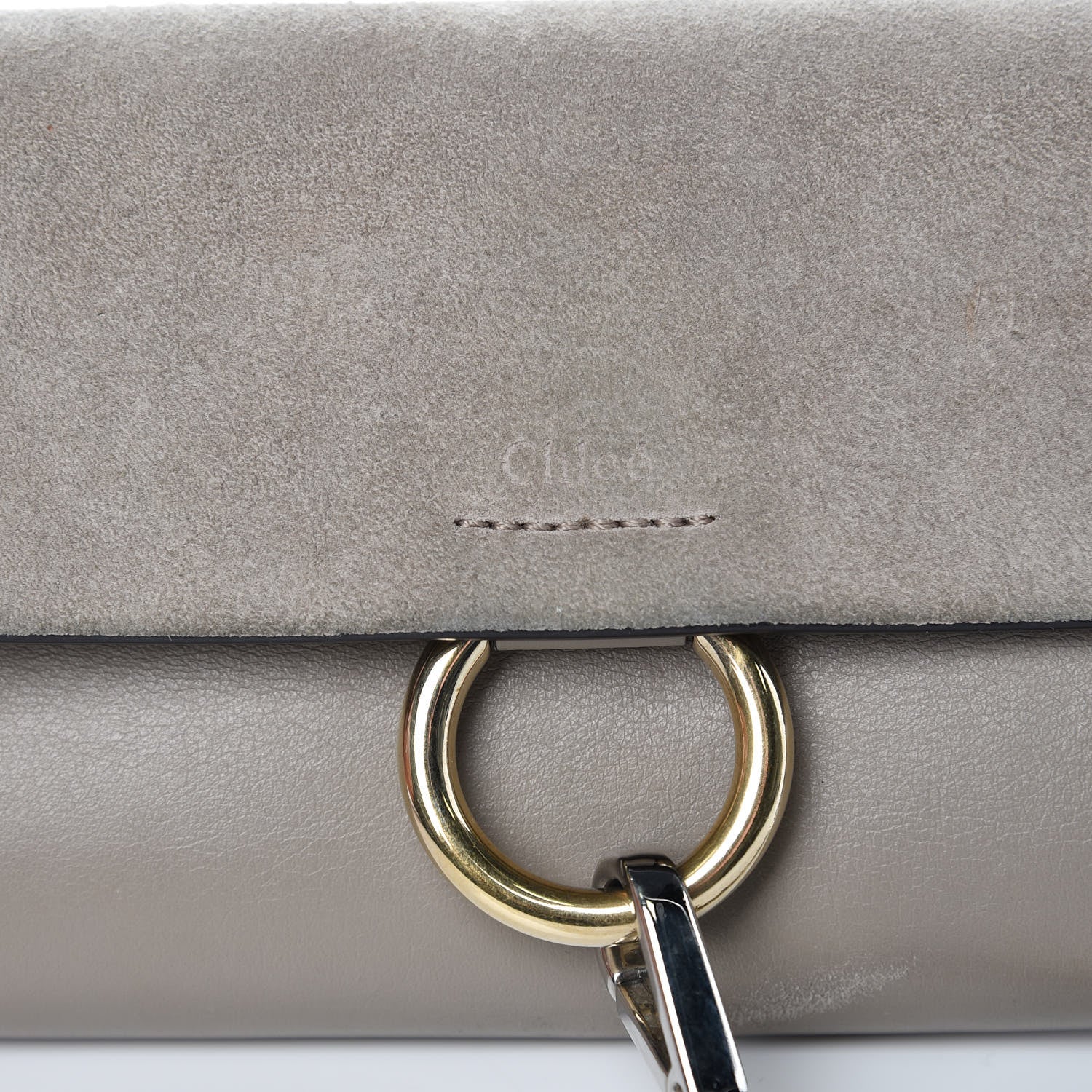 Chloe Suede Calfskin Mini Faye Shoulder Bag Motty Grey 8 of 11