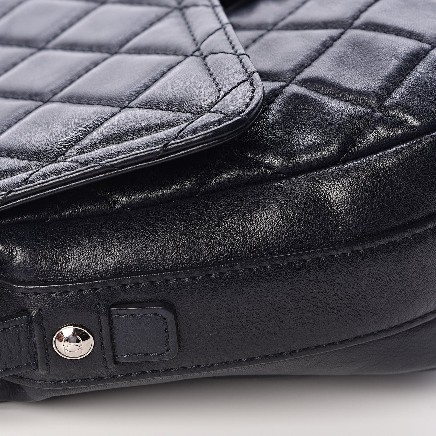 Lambskin Quilted Messenger Bag Dark Navy