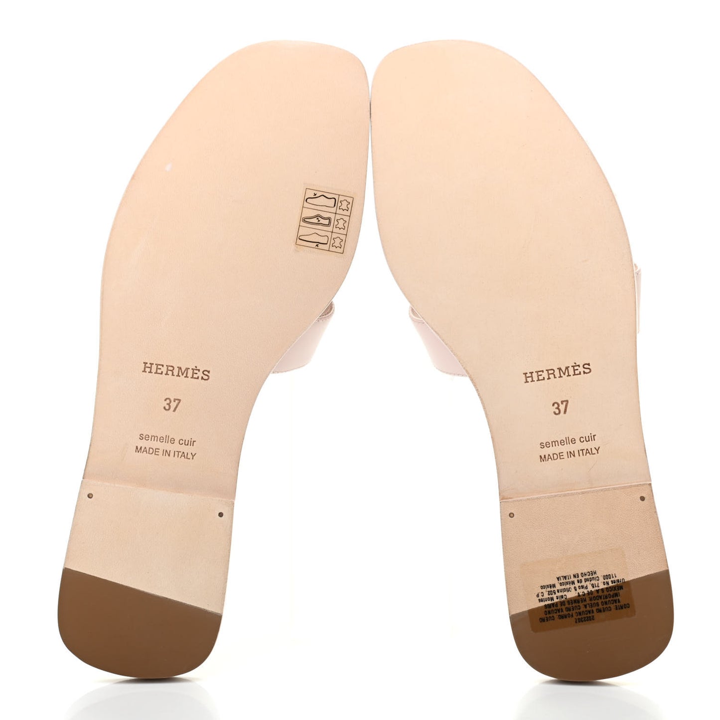 Box Calfskin Oran Sandals 37 Rose Pale