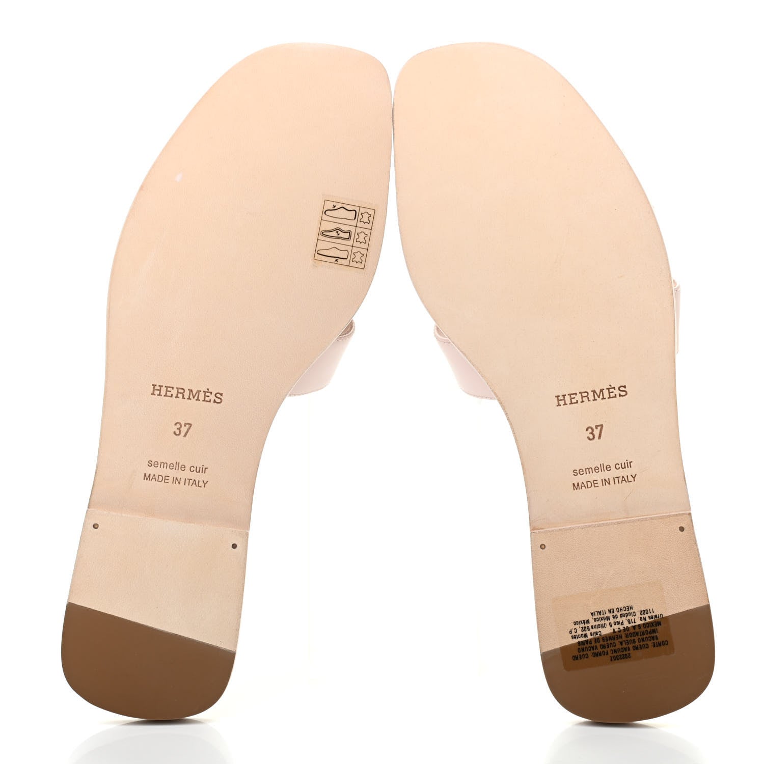 Hermes Box Calfskin Oran Sandals 37 Rose Pale 5 of 8