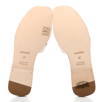 Hermes Box Calfskin Oran Sandals 37 Rose Pale 5 of 8