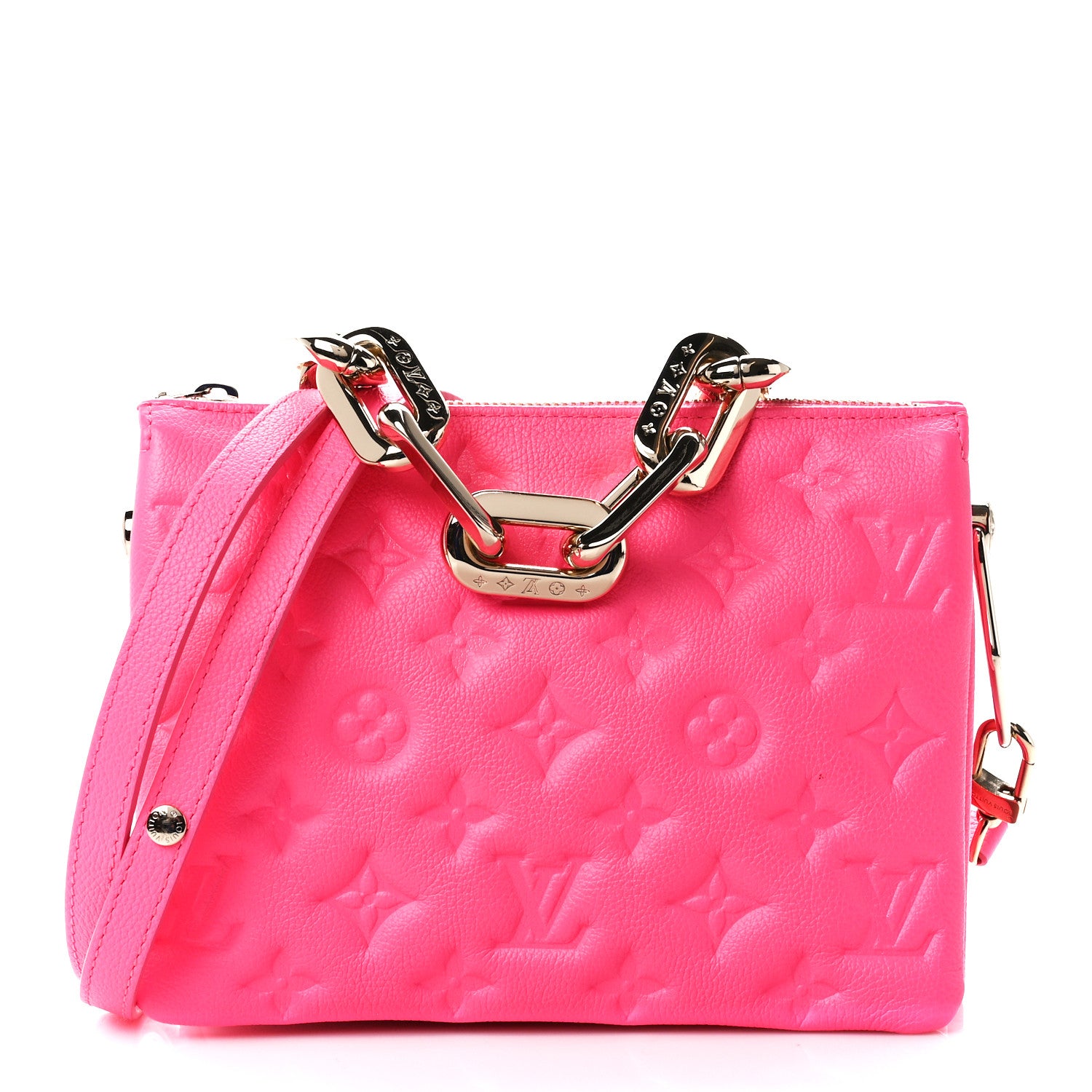 Louis Vuitton Calfskin Embossed Monogram Coussin BB Rose Fluo 1 of 12