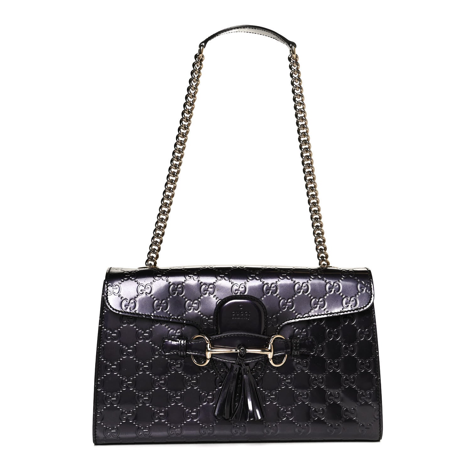 Gucci Shine Guccissima Medium Emily Chain Shoulder Bag Melanzana 1 of 14