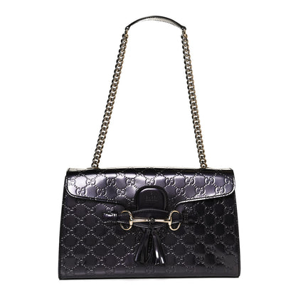 Gucci Shine Guccissima Medium Emily Chain Shoulder Bag Melanzana 1 of 14