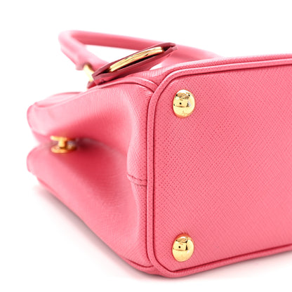 Prada Saffiano Lux Micro Galleria Double Zip Tote Peonia 9 of 10