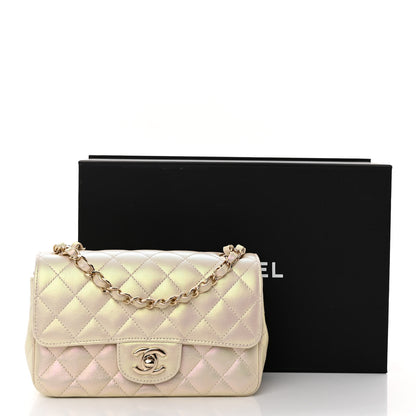 Chanel Iridescent Lambskin Quilted Mini Rectangular Flap Ivory 11 of 11