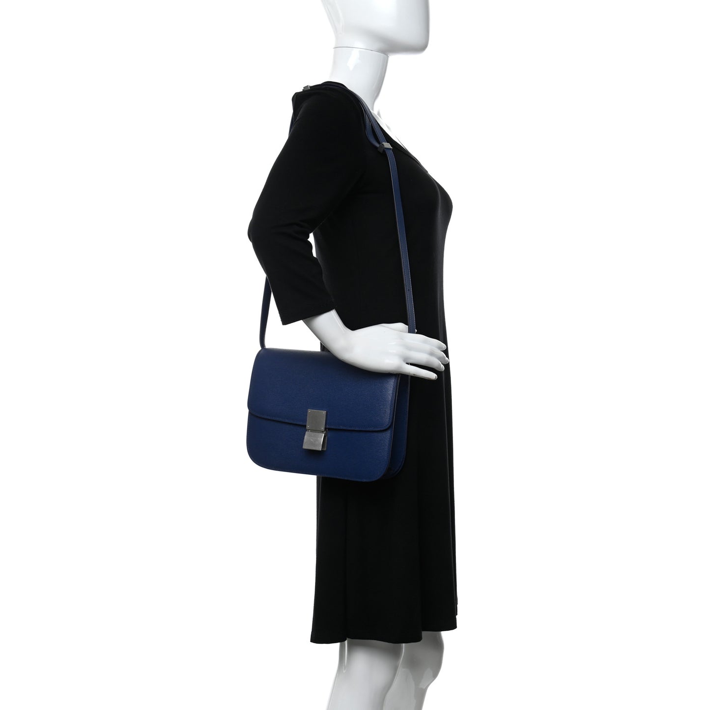 Liege Calfskin Medium Classic Box Flap Bag Blue