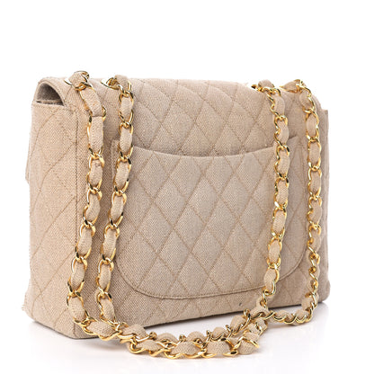 Chanel Toile Jumbo Single Flap Beige 3 of 13
