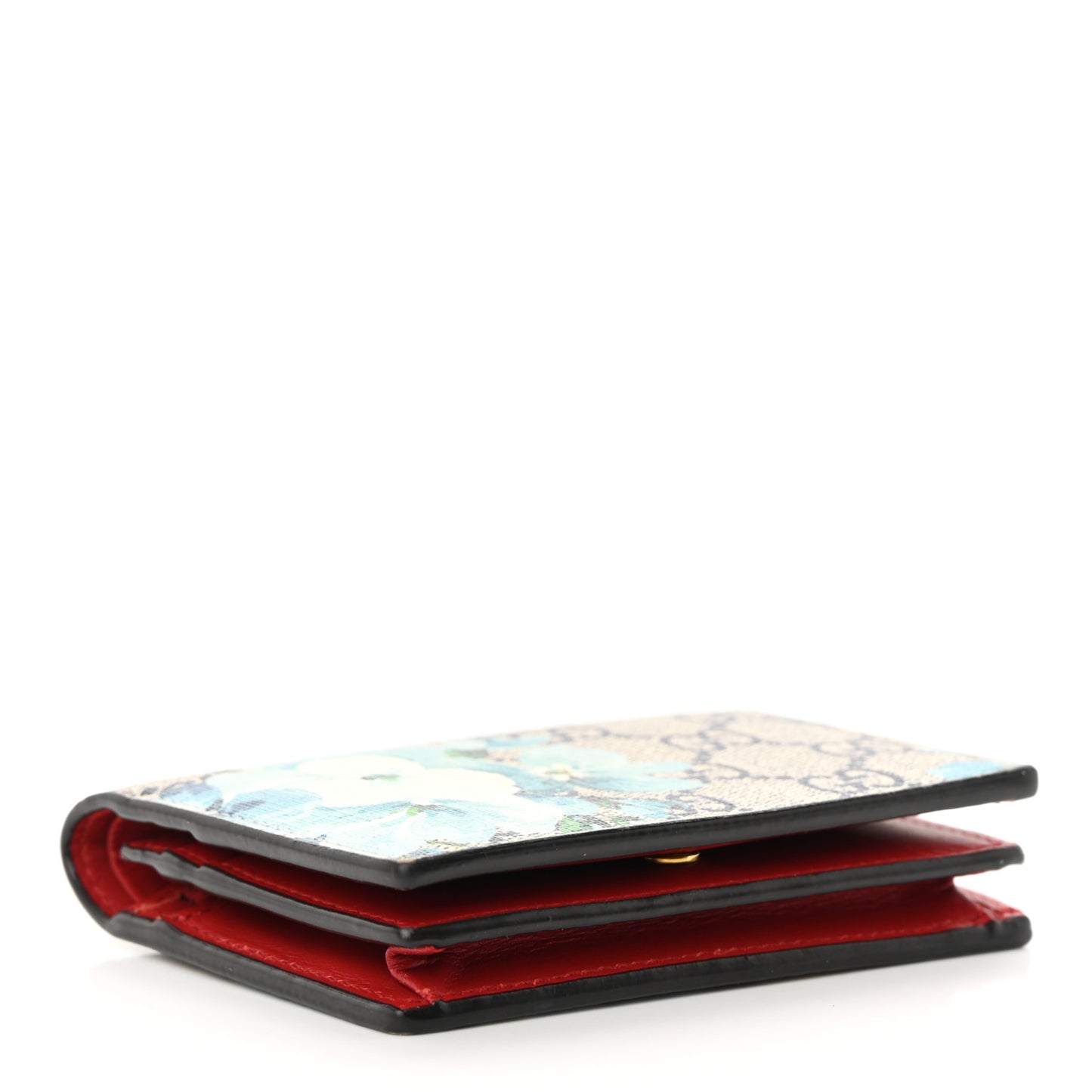GG Supreme Monogram Blooms Card Case Wallet Beige Blue Navy Hibiscus Red