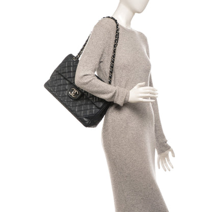 Chanel Washed Caviar Maxi Single Flap Navy 2 of 7