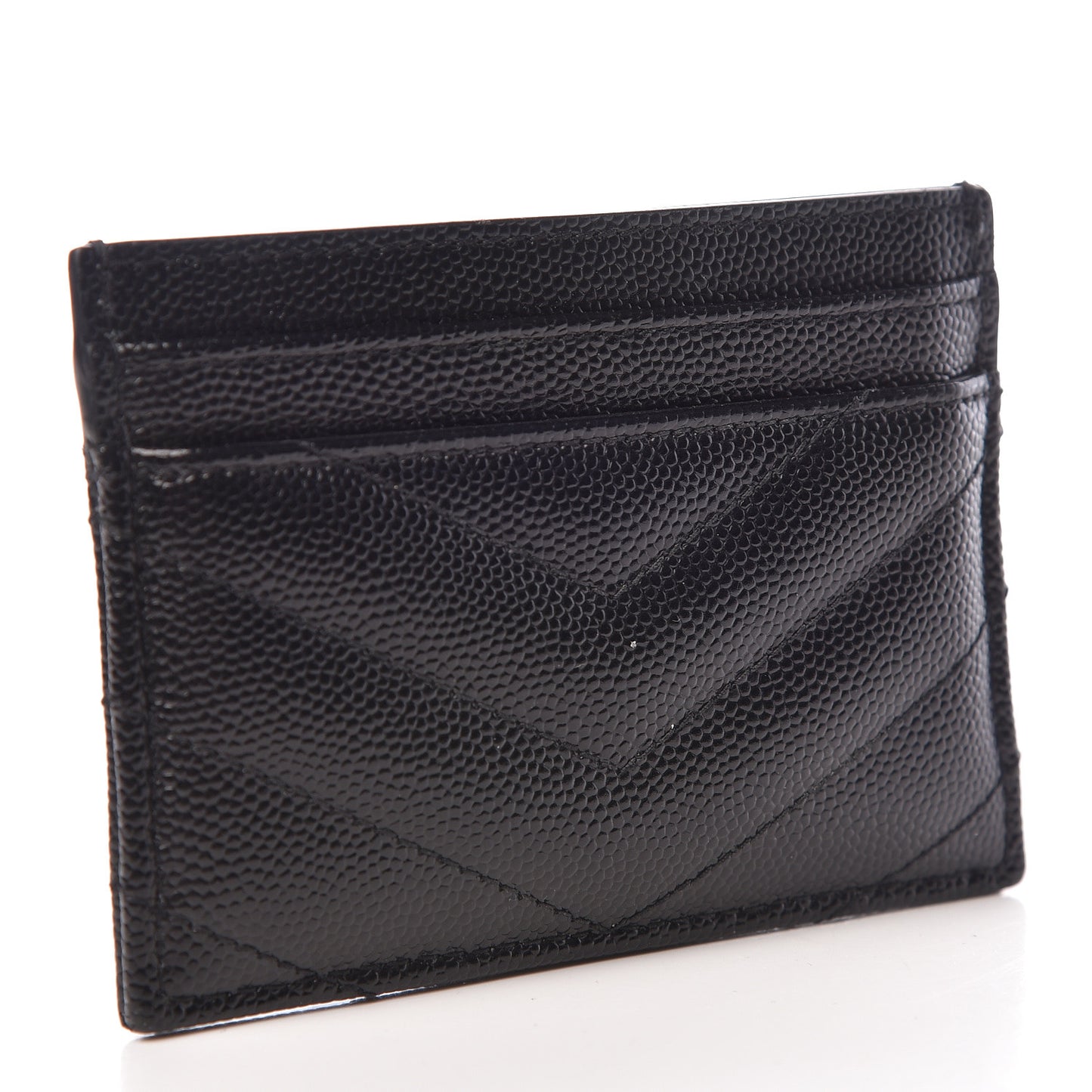 Grain De Poudre Matelasse Chevron Monogram Credit Card Case Black