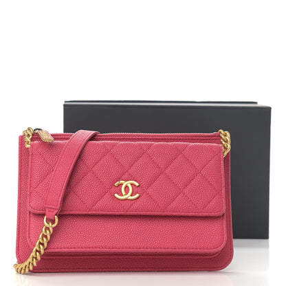 Chanel Caviar Quilted Logo Zip Wallet On Chain WOC Pink 14 of 14