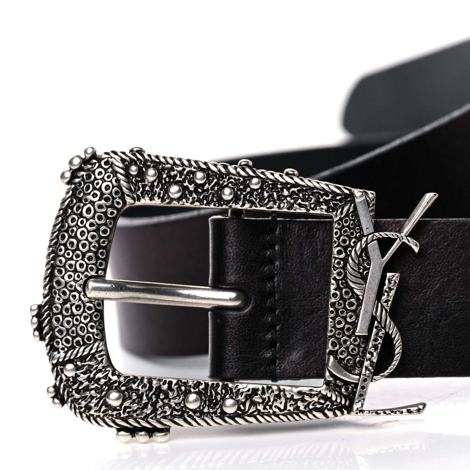 Saint Laurent Calfskin Monogram Cheyenne Belt 75 30 Black 12 of 12
