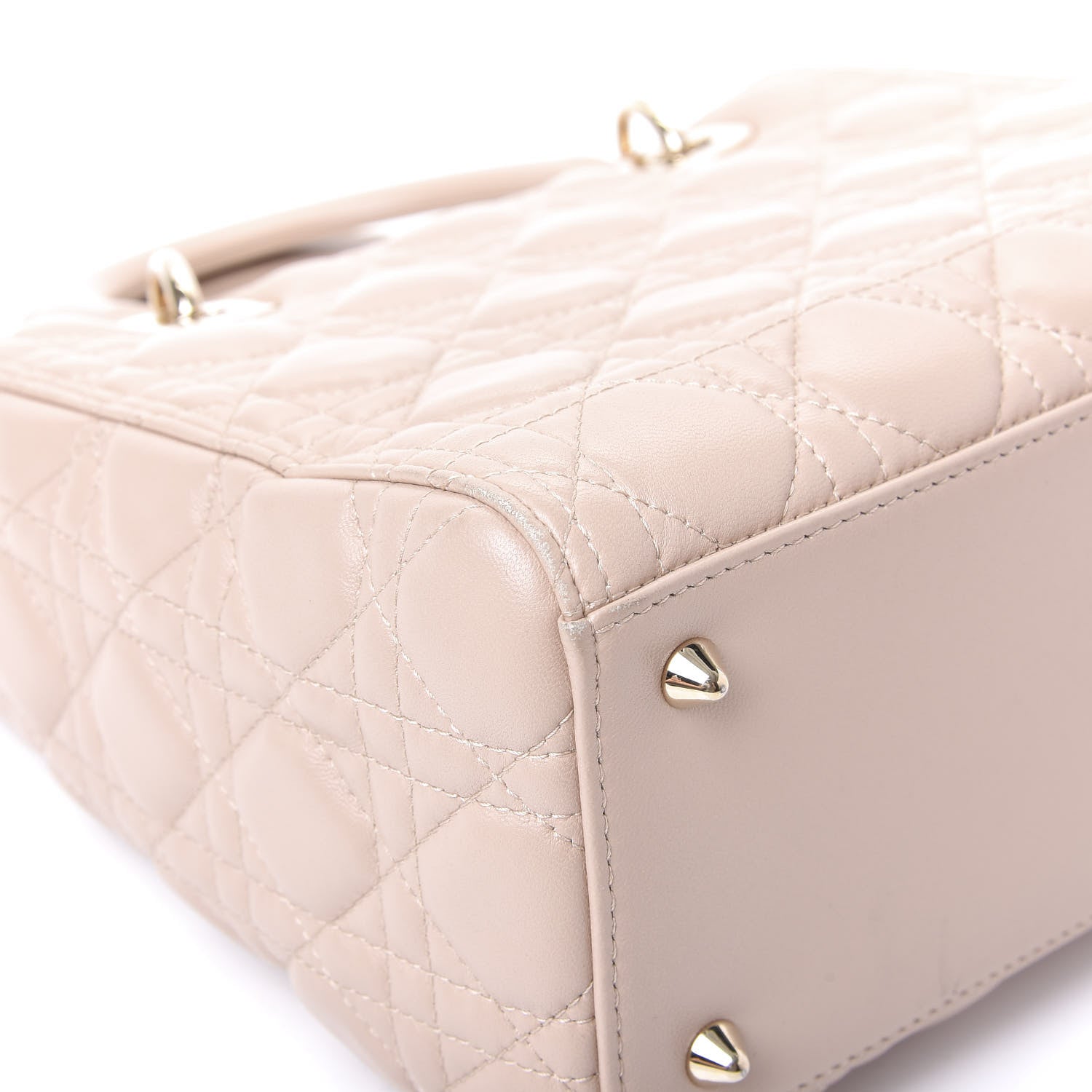 Christian Dior Lambskin Cannage Medium Lady Dior Beige 7 of 12