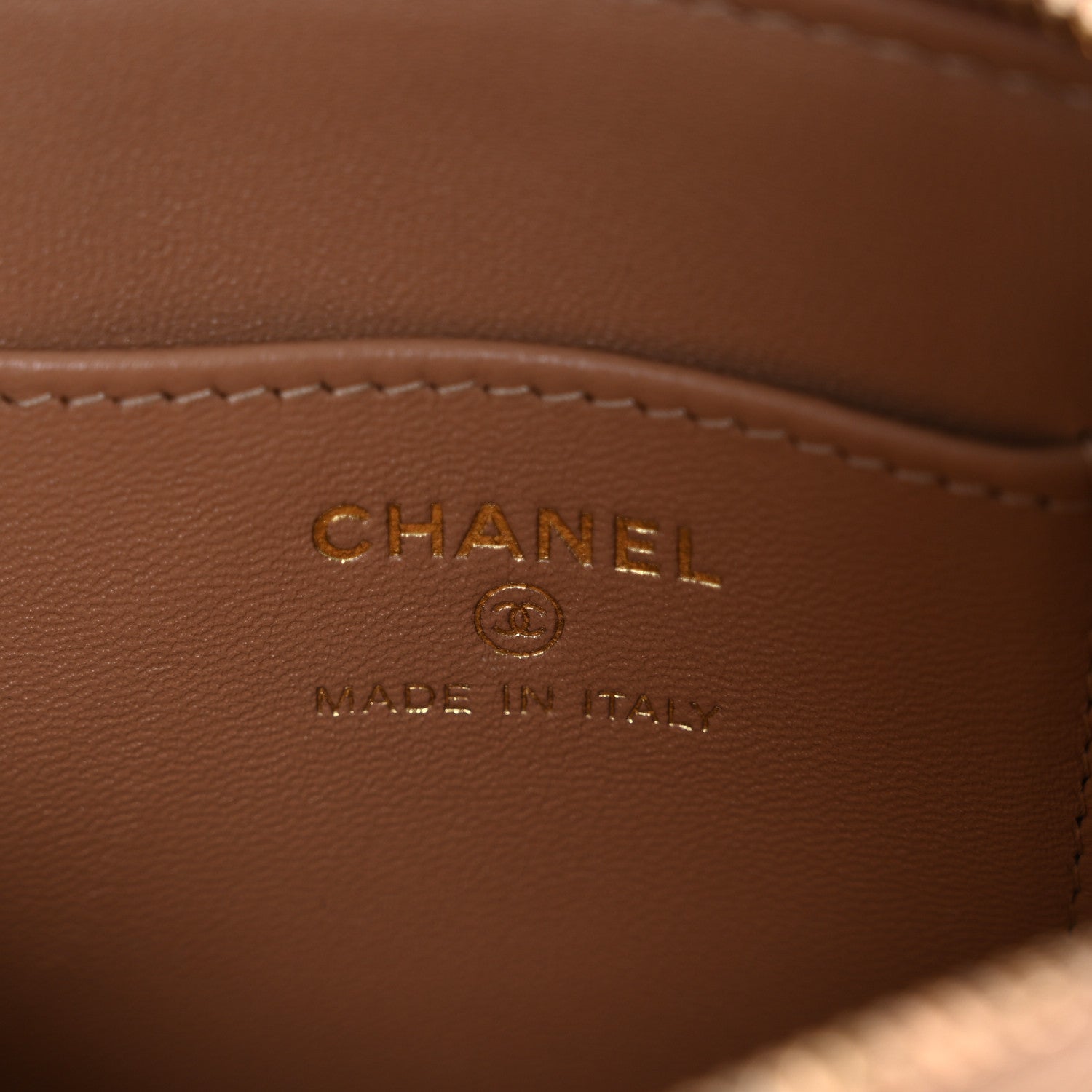 Chanel Shearling Quilted Shiny Coco Clutch With Chain Dark Beige 6 of 10