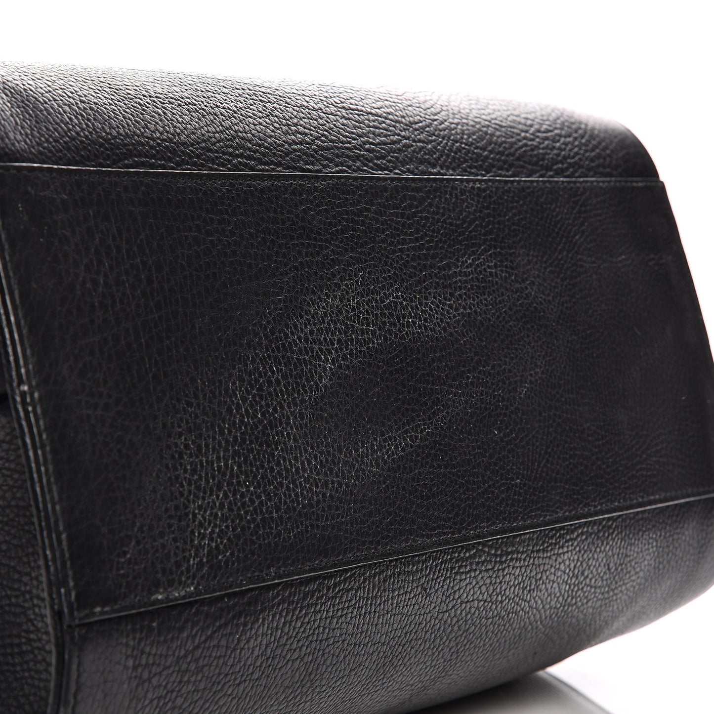 Grained Calfskin M Tube Round Tote Black