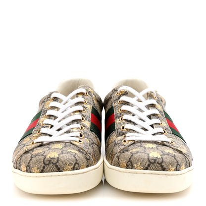 Gucci GG Supreme Monogram Bees Ayers Web Mens Ace Sneakers 9 Beige Oro Green Red 3 of 9
