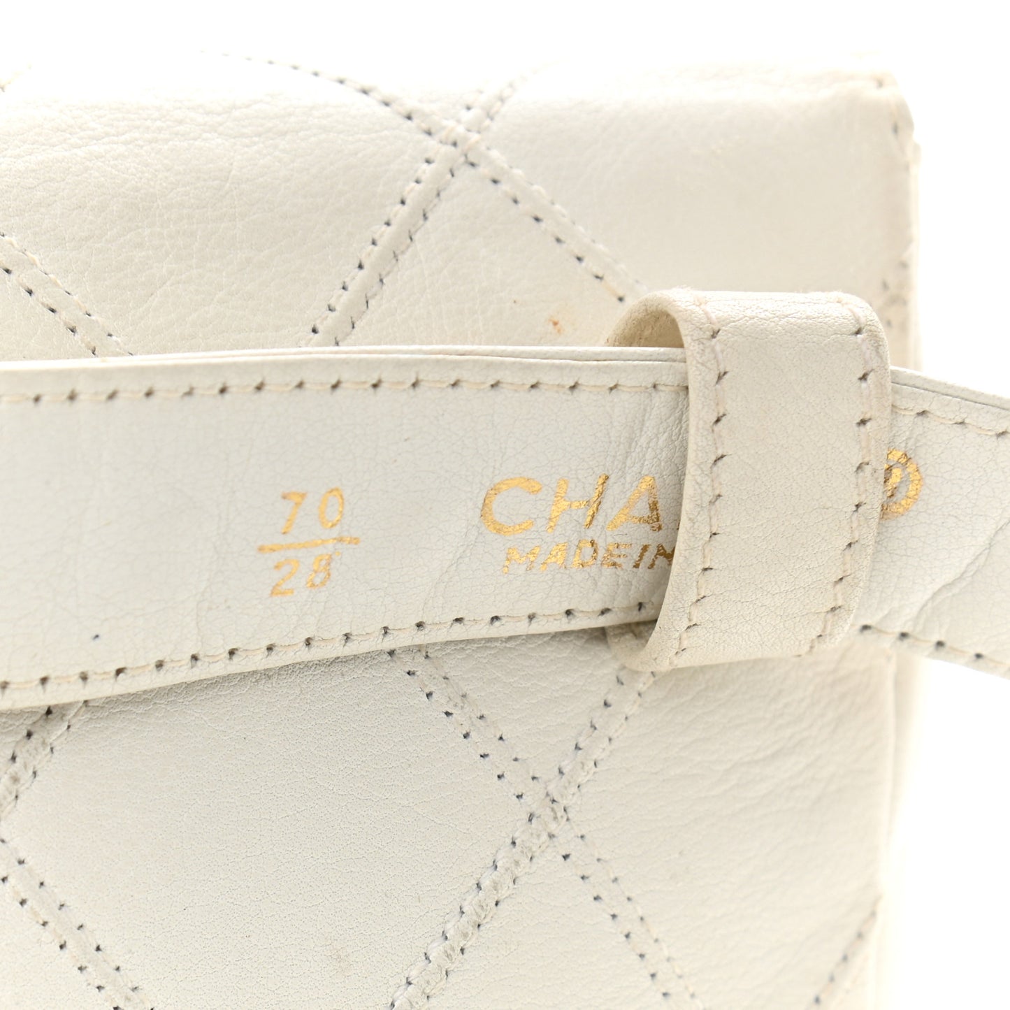 Lambskin Quilted Flap Waist Belt Bag 70 28 White