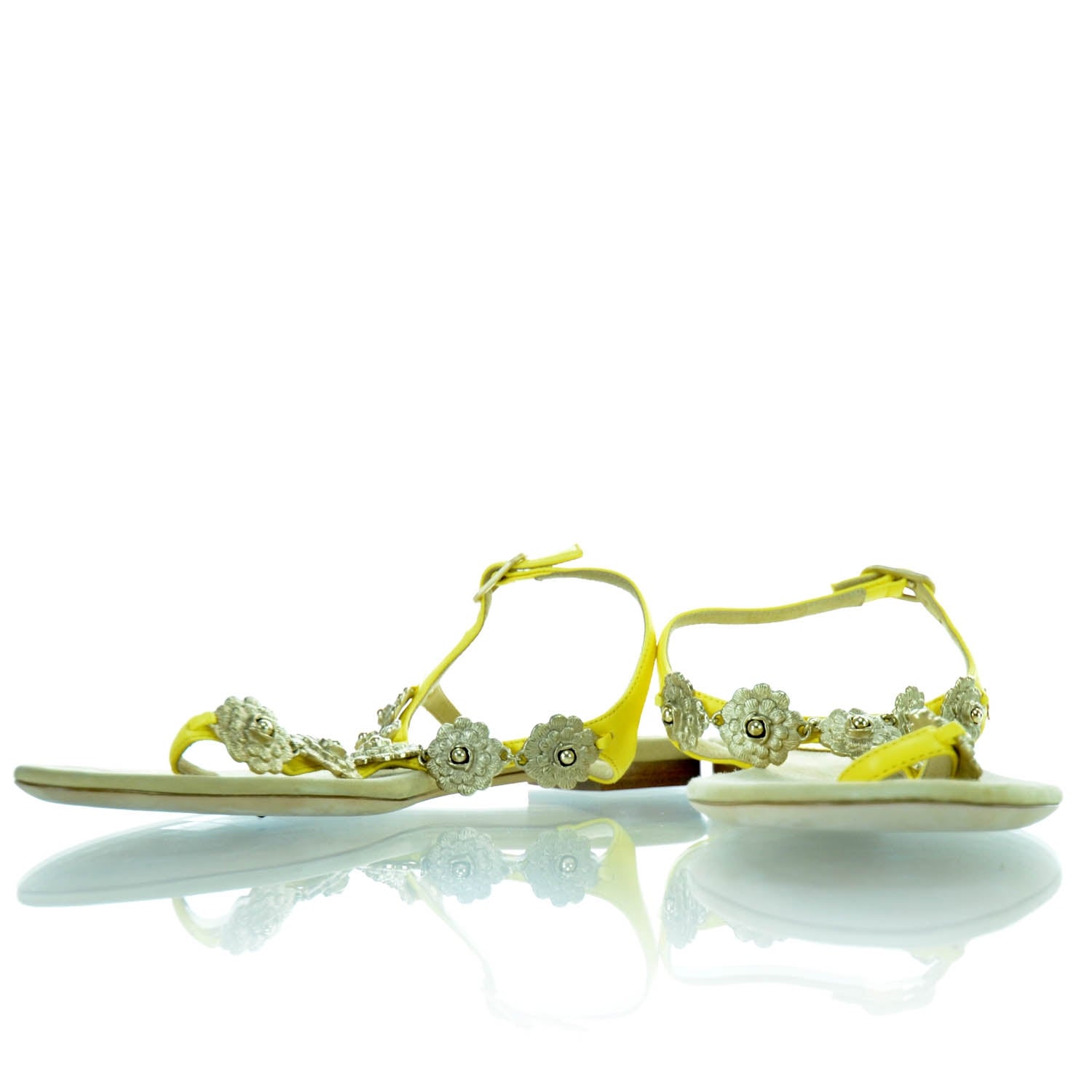 Chanel Leather Camellia Thong Sandals 36 Yellow 4 of 7