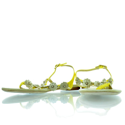 Chanel Leather Camellia Thong Sandals 36 Yellow 4 of 7