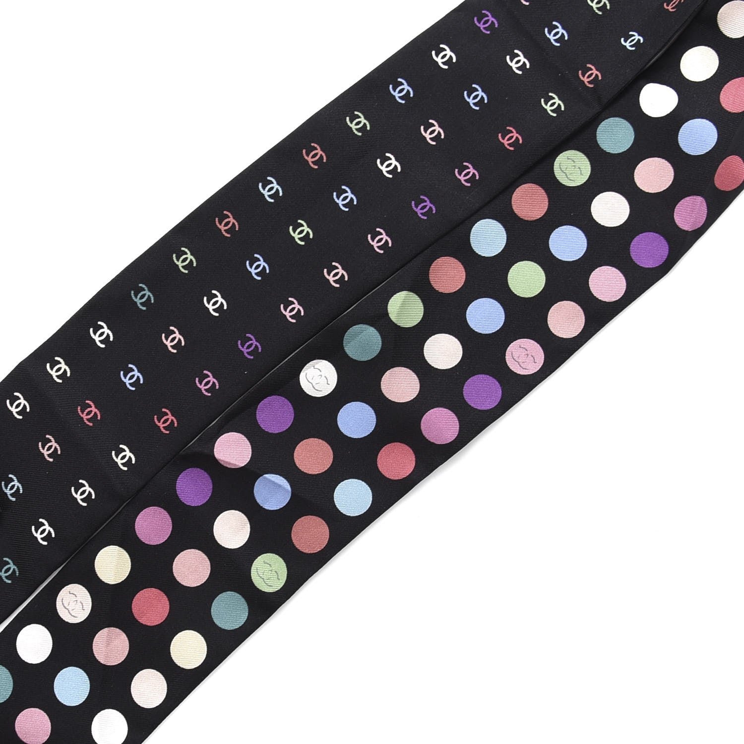 Chanel Silk Polka Dot CC Slim Bandeau Black Multicolor 3 of 4