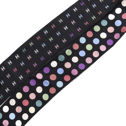 Chanel Silk Polka Dot CC Slim Bandeau Black Multicolor 3 of 4