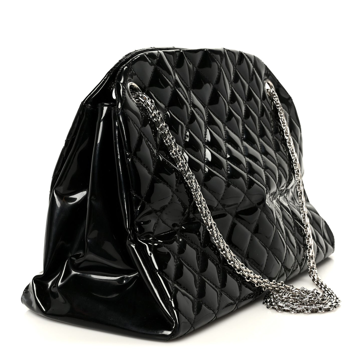 Patent Quilted Large Just Mademoiselle Bowling Bag Black