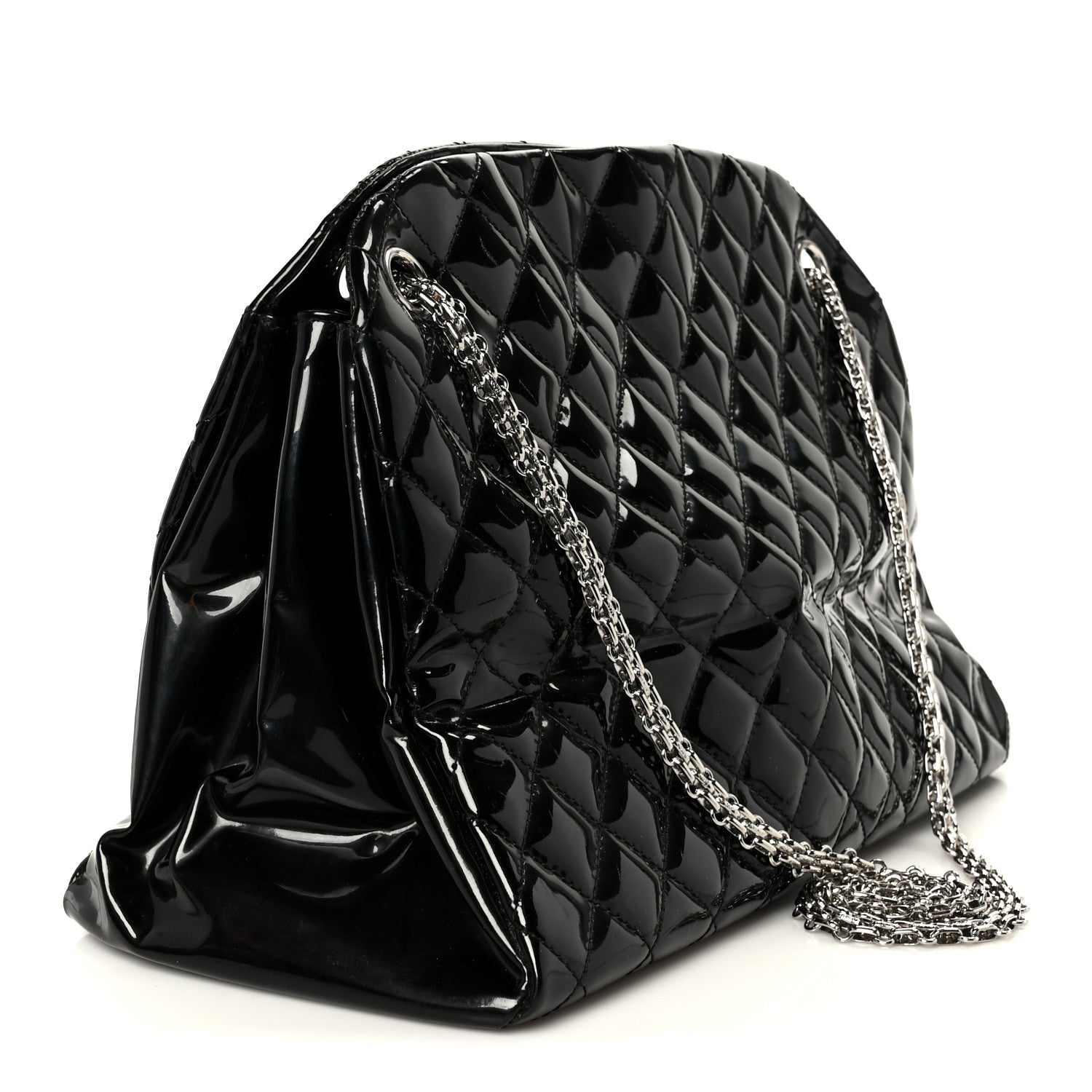 Chanel Patent Quilted Large Just Mademoiselle Bowling Bag Black 3 of 12