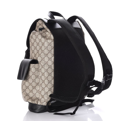 Gucci Soft GG Supreme Monogram Double Buckle Backpack Beige Black 3 of 8