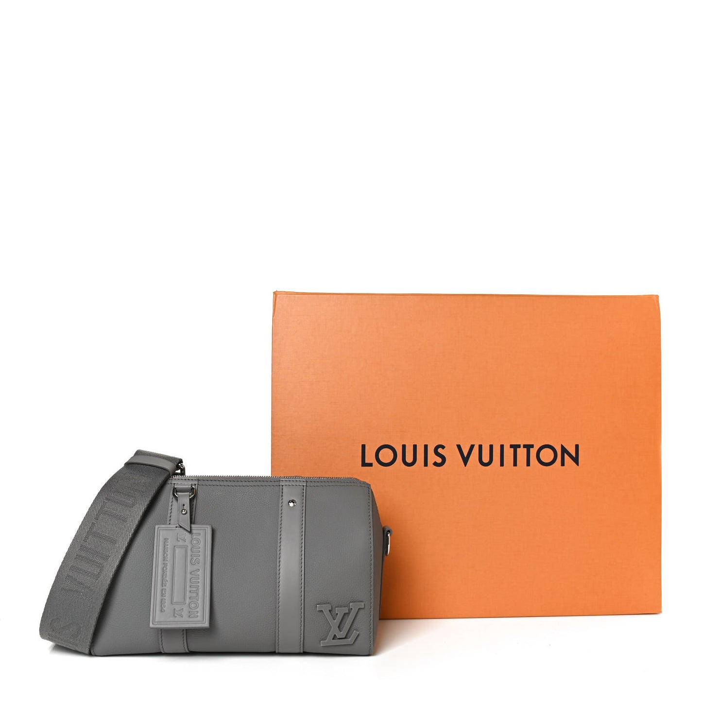 Grained Calfskin Aerogram City Keepall Gris
